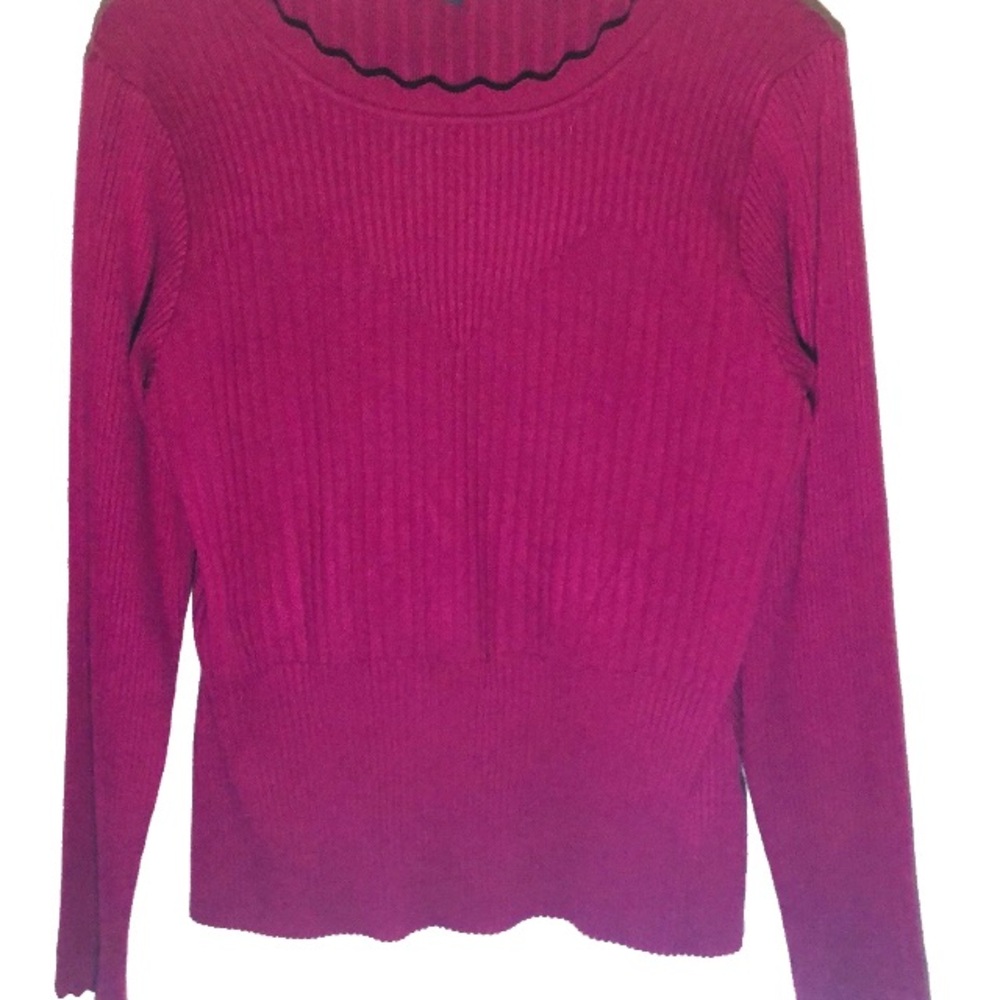 Adrianna Papell Ribbed Sweater in Deep Pink Size XL
